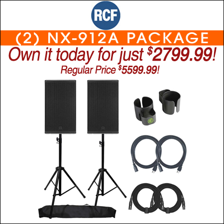 (2) RCF NX-912A Active 12" with Tripod Speaker Stands Package