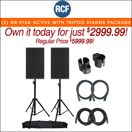 (2) RCF NX-915A with Tripod Speaker Stands Package