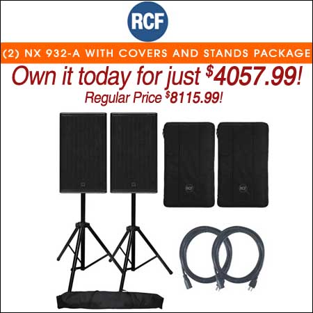 (2) RCF NX 932-A with Covers and Stands Package