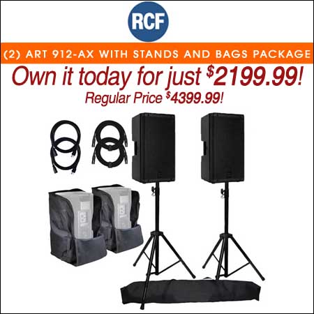 (2) RCF ART 912-AX with Stands and Bags Package