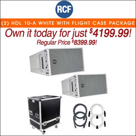 (2) RCF HDL 10-A White Line Array Speakers with Flight Case Package