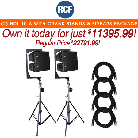 (2) RCF HDL 10-A Active Line Array Module with Crank Stands & Flybars Package