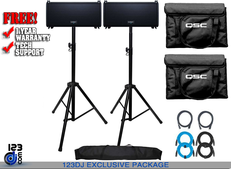 QSC LA108 8" Two-Way Active Line Array Loudspeakers with Tote Bags Dual Package