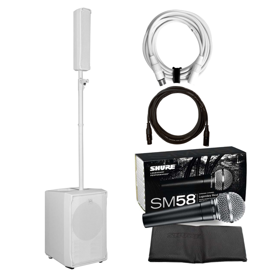 RCF Evox Jmix8 White with Shure Vocal Microphone Package