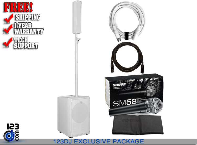 RCF Evox Jmix8 White with Shure Vocal Microphone Package