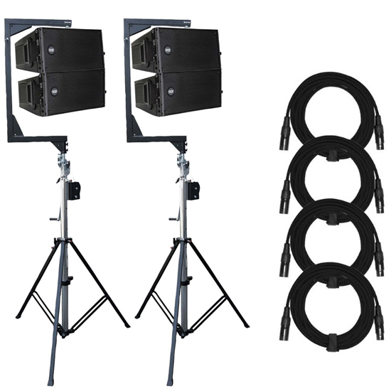 (2) RCF HDL 10-A Active Line Array Module with Crank Stands & Flybars Package