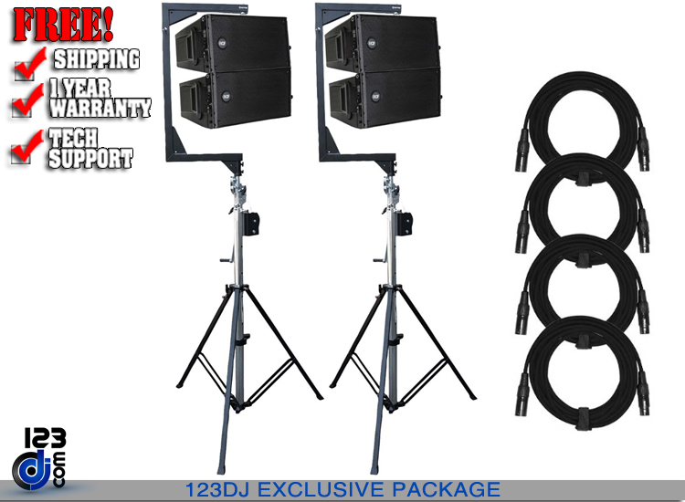 (2) RCF HDL 10-A Active Line Array Module with Crank Stands & Flybars Package