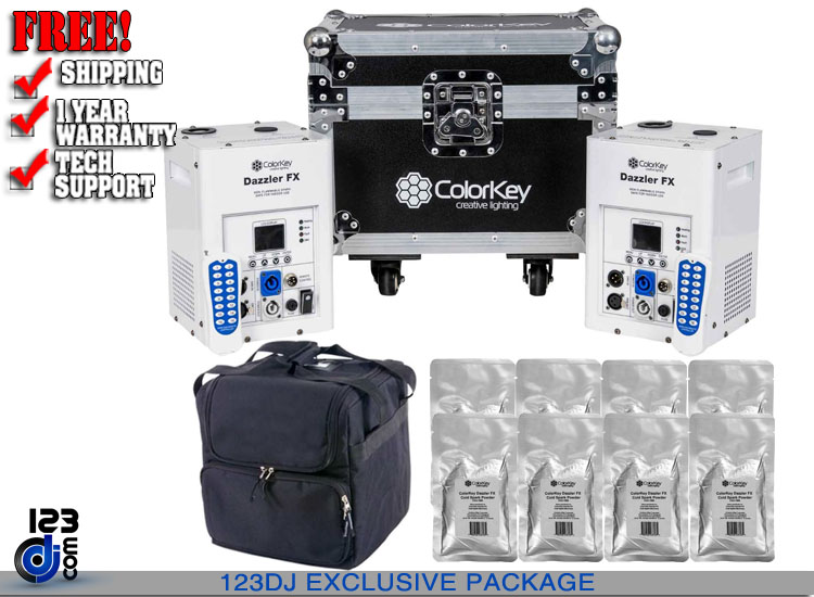 ColorKey CKU-7703 White with Road Case & Cold Spark Powder Package