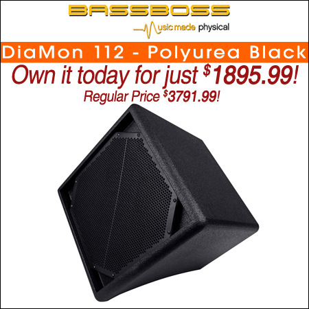 BASSBOSS DiaMon 112 12" Remote Powered Top Weatherized Passive Loudspeaker - Polyurea Black