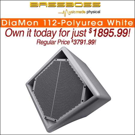 BASSBOSS DiaMon 112 12" Remote Powered Top Weatherized Passive Loudspeaker-Polyurea White