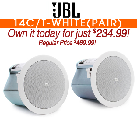 JBL Control 14C/T 4-inch Ceiling Speaker with Transformer-White (Pair)