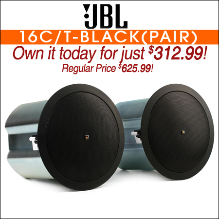 JBL Control 16C/T 6.5" Ceiling Speakers with Transformer-Black (Pair)