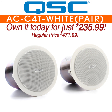 QSC AC-C4T Ceiling-mounted Loudspeaker-White (Pair)