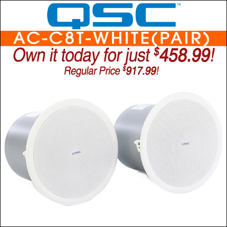 QSC AC-C8T 8-inch Ceiling-mounted Loudspeaker-White (Pair)