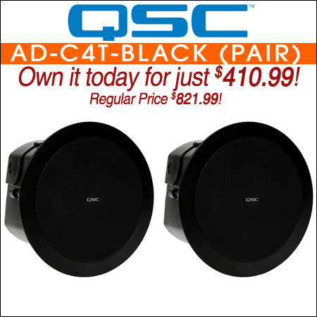 QSC AcousticDesign AD-C4T 4.5-inch 2-way Ceiling Speakers-Black (Pair)