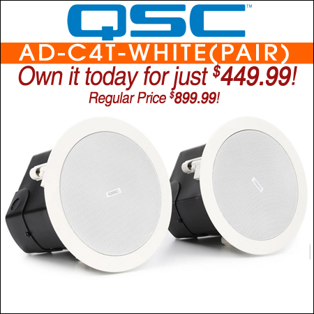 QSC AcousticDesign AD-C4T 4.5-inch 2-way Ceiling Speakers-White (Pair)