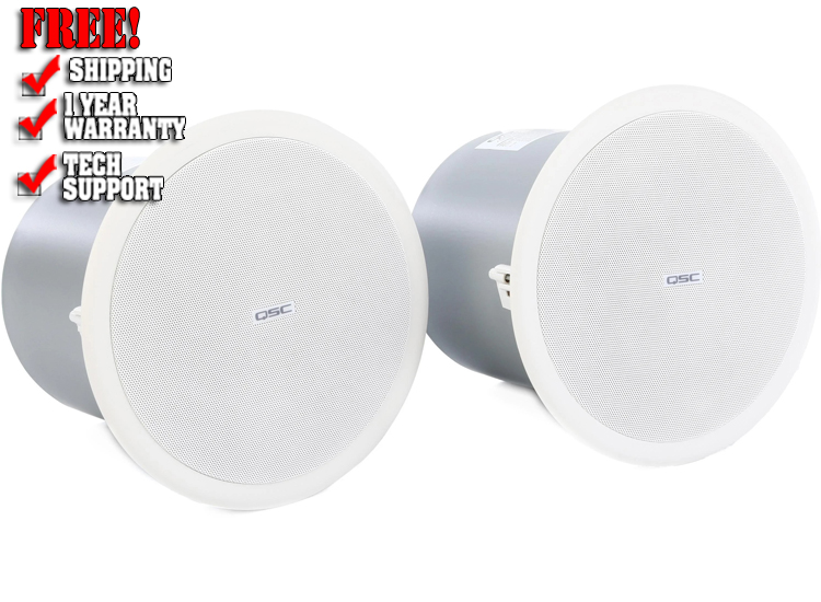 QSC AC-C8T 8-inch Ceiling-mounted Loudspeaker-White (Pair)