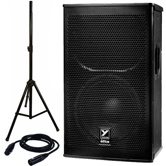 Yorkville EF12P Elite Series 12"/3" 2400W Pro DJ/PA Speaker+Stand+25FT XLR Cable Package