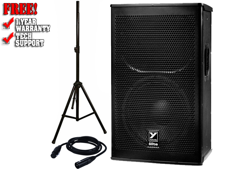 Yorkville EF12P Elite Series 12"/3" 2400W Pro DJ/PA Speaker+Stand+25FT XLR Cable Package