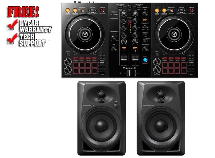 Pioneer DDJ-400 Black and DM-40 Black Pack