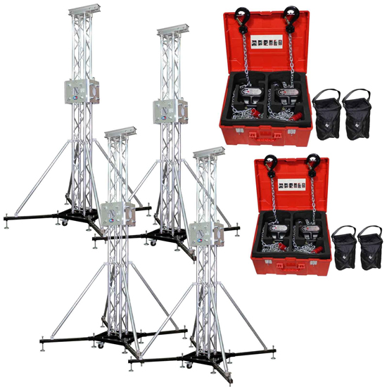 (4) ProX XTP-GSBPACK3 Truss Tower Stage Roofing System Packages with Hoists