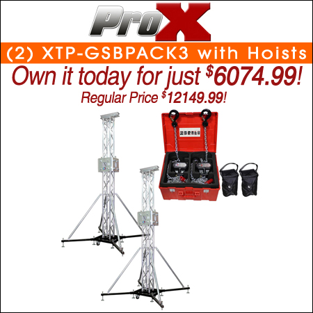 (2) ProX XTP-GSBPACK3 Truss Tower Stage Roofing System Packages with Hoists