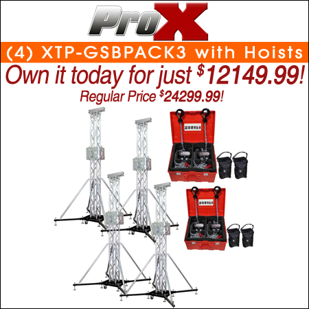 (4) ProX XTP-GSBPACK3 Truss Tower Stage Roofing System Packages with Hoists