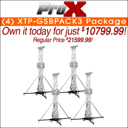 (4) ProX XTP-GSBPACK3 Ground Support Truss Tower Stage Roofing System Package